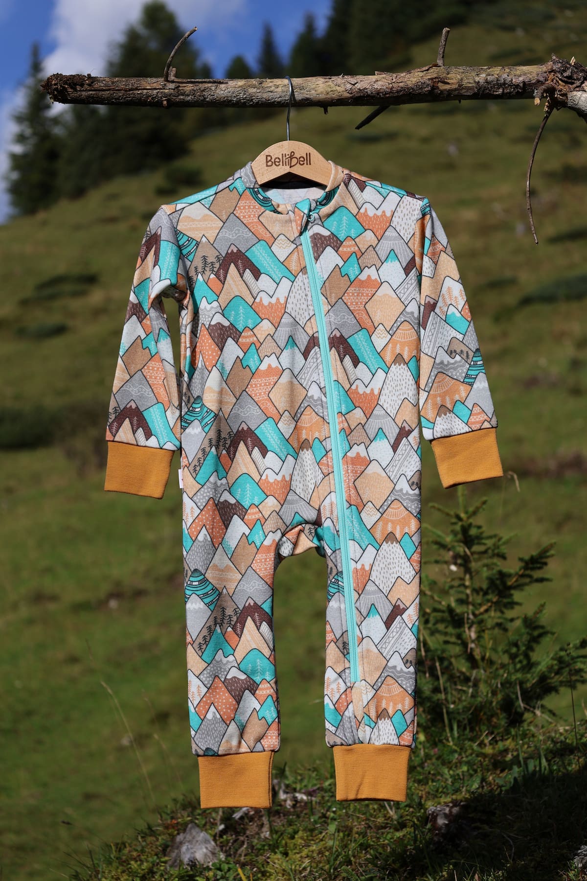 Merino Overall – Bunte Berge