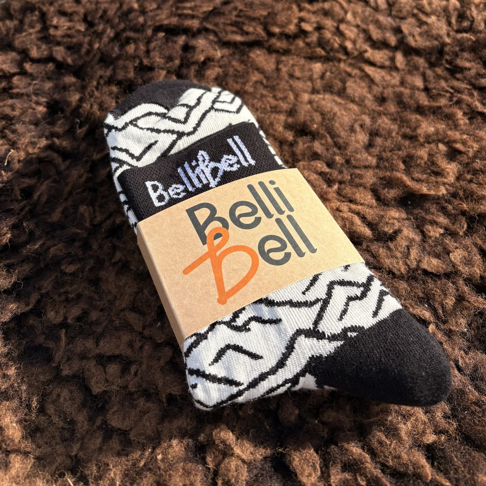 Merino Socken – Berge Schwarz-Weiß