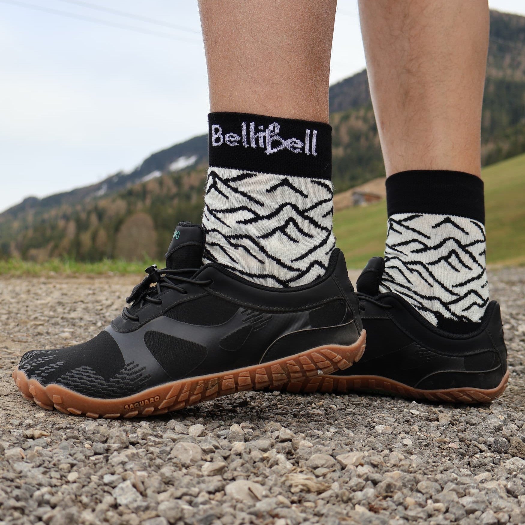 Merino Socken – Berge Schwarz-Weiß